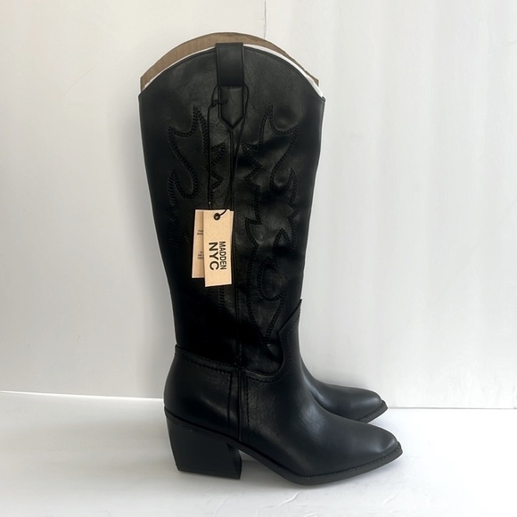 Madden NYC Women's Embroidered Tall Western Boots Stacked Block Heel Size 6 NWT - Picture 7 of 10